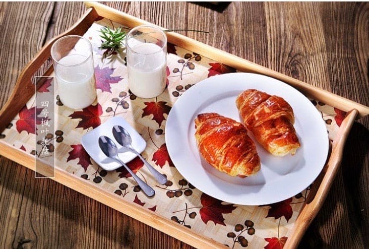 Set of 3 Bamboo Trays, Japan Style Tea Trays, Printed Serving Tray With Handles Set of 3 Bamboo Trays, Japan Style Tea Trays, Printed Serving Tray With Handles